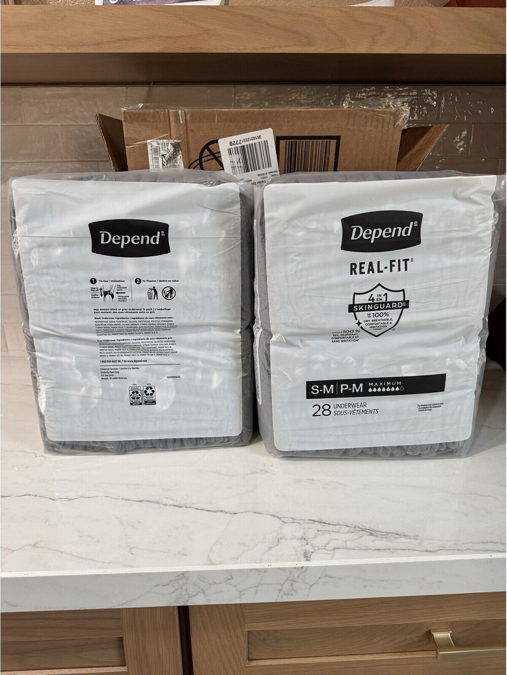 Depend Real Fit Incontinence Underwear for Men, Adult Diapers, S/M Grey 56 Count